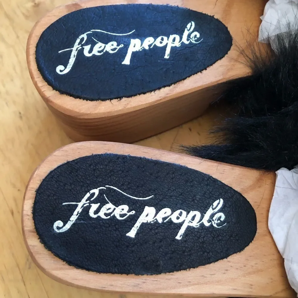 NEW Free People Faux Fur Sonnet Clog Sandal Sz 6